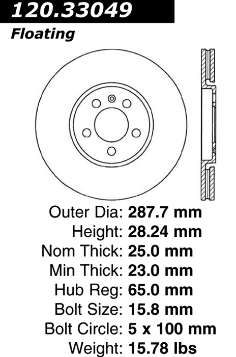 120.33049 Premium Brake Rotor 121.33049 805890029229