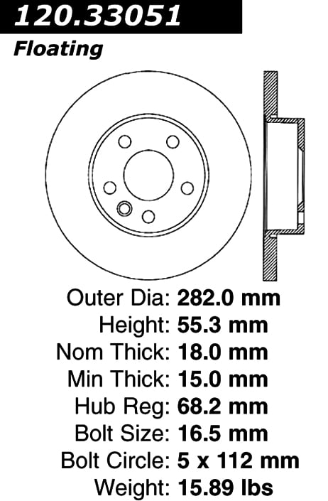 120.33051 Premium Brake Rotor 121.33051 805890033516