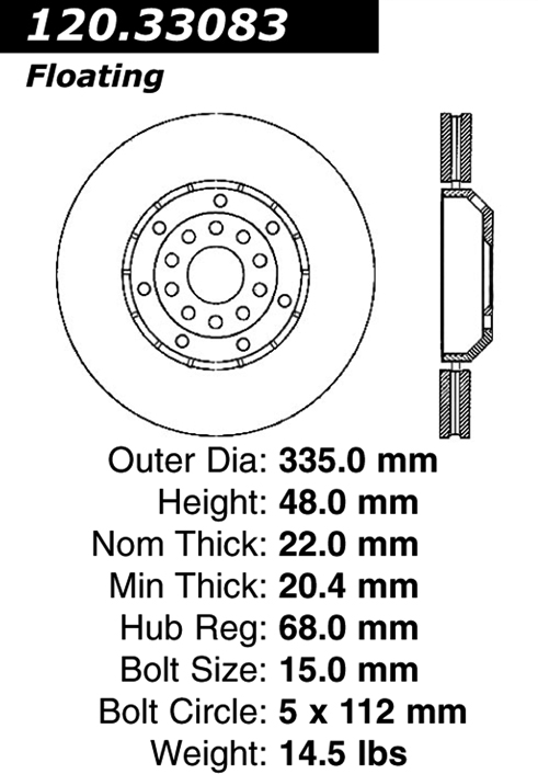 120.33083 Premium Brake Rotor 128.33083 805890208501