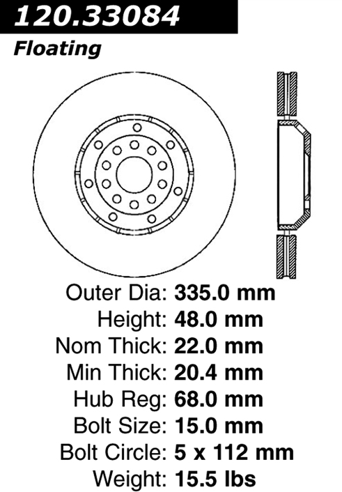 120.33084 Premium Brake Rotor 128.33084 805890208525