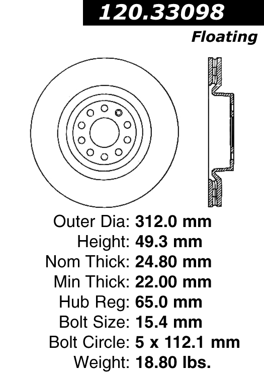 120.33098 Premium Brake Rotor 805890581321