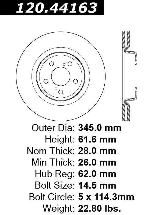 120.44163 Premium Brake Rotor 128.44163 805890466802