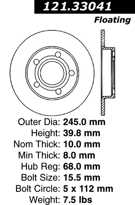 121.33041 Standard Brake Rotor 121.33106 805890412595