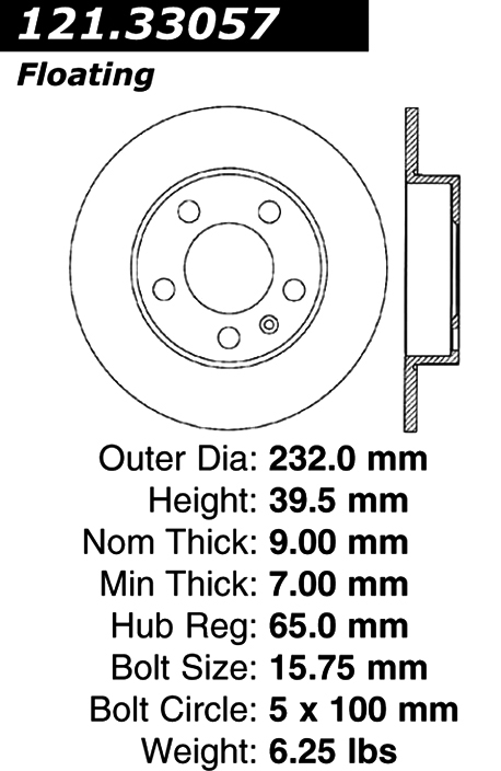 121.33057 Standard Brake Rotor 805890174639