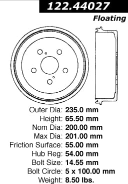 122.44027 Premium Brake Drum 805890032366