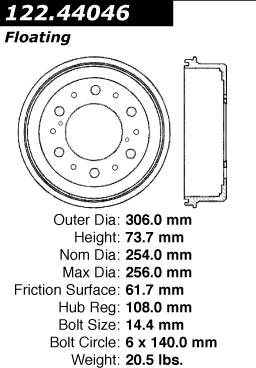 122.44046 Premium Brake Drum 805890314431