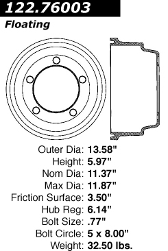 122.76003 Premium Brake Drum 805890038856