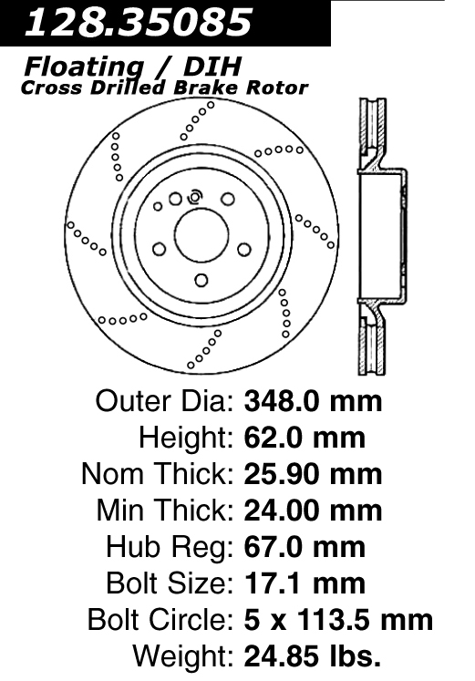 128.35085 Premium Brake Rotor OE Design Drilled 805890656180