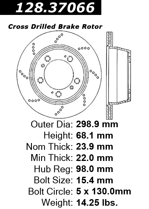 128.37066 Premium Brake Rotor OE Design Drilled 805890656630
