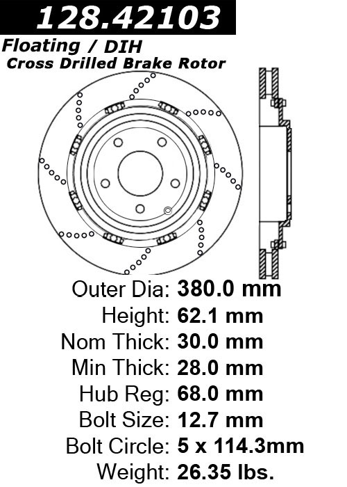 128.42103 Premium Brake Rotor OE Design Drilled 805890660101