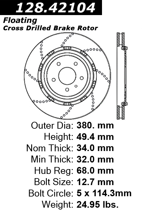128.42104 Premium Brake Rotor OE Design Drilled 805890660118