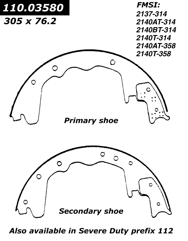 111.03580 Centric Brake Shoes 805890010906